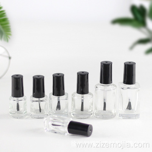 Square 8ml empty nail polish bottle with brush